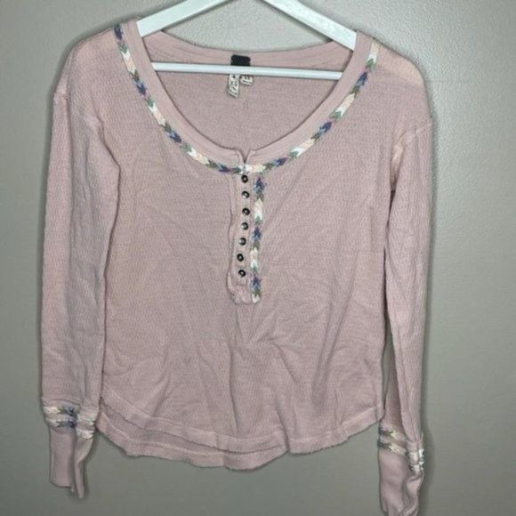 We the Free Pink Waffle‎ Knit Top - Picture 1 of 3